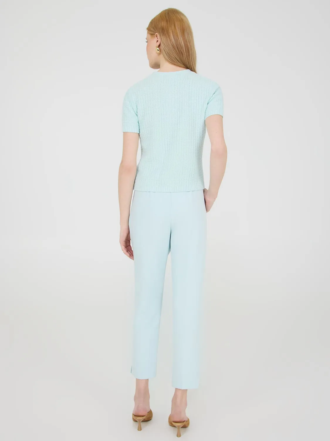 Short Sleeve Button-Front Sweater