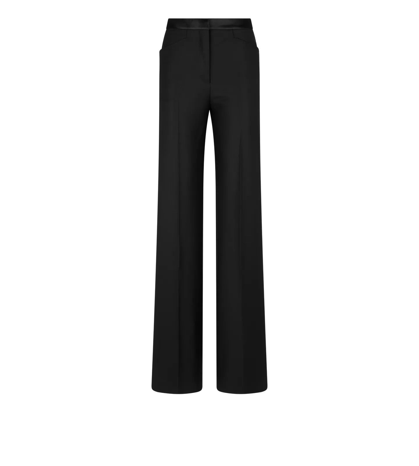 Silk Blend Twill Tuxedo Tailored Boot Cut Pants