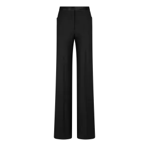 Silk Blend Twill Tuxedo Tailored Boot Cut Pants