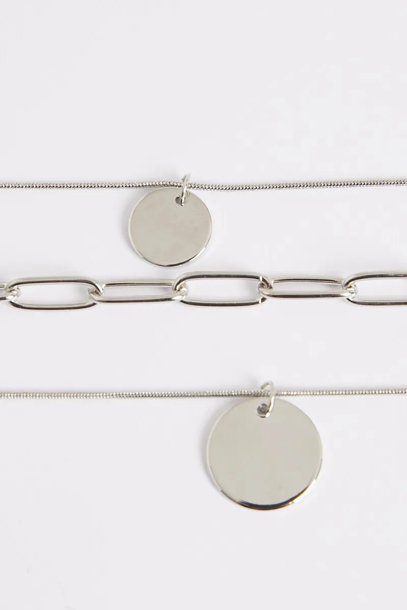 Silver 3 Layer Chain Necklace - Echo