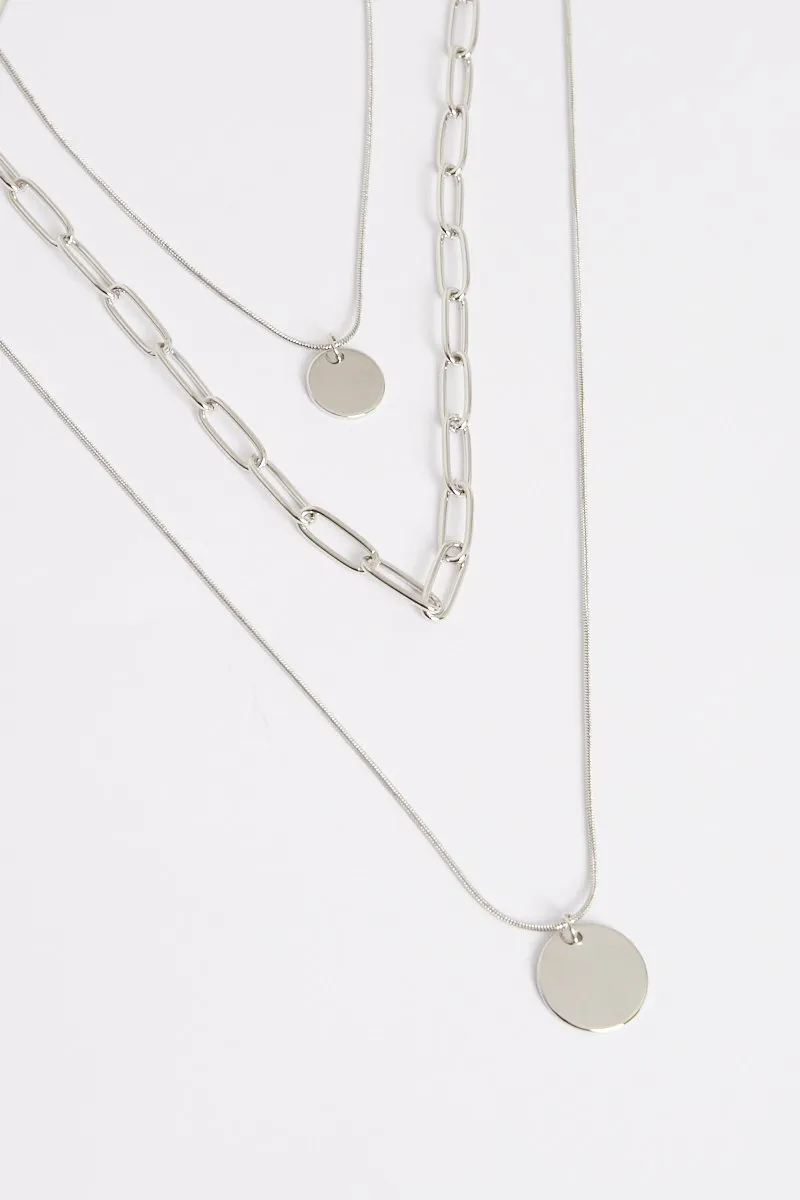 Silver 3 Layer Chain Necklace - Echo