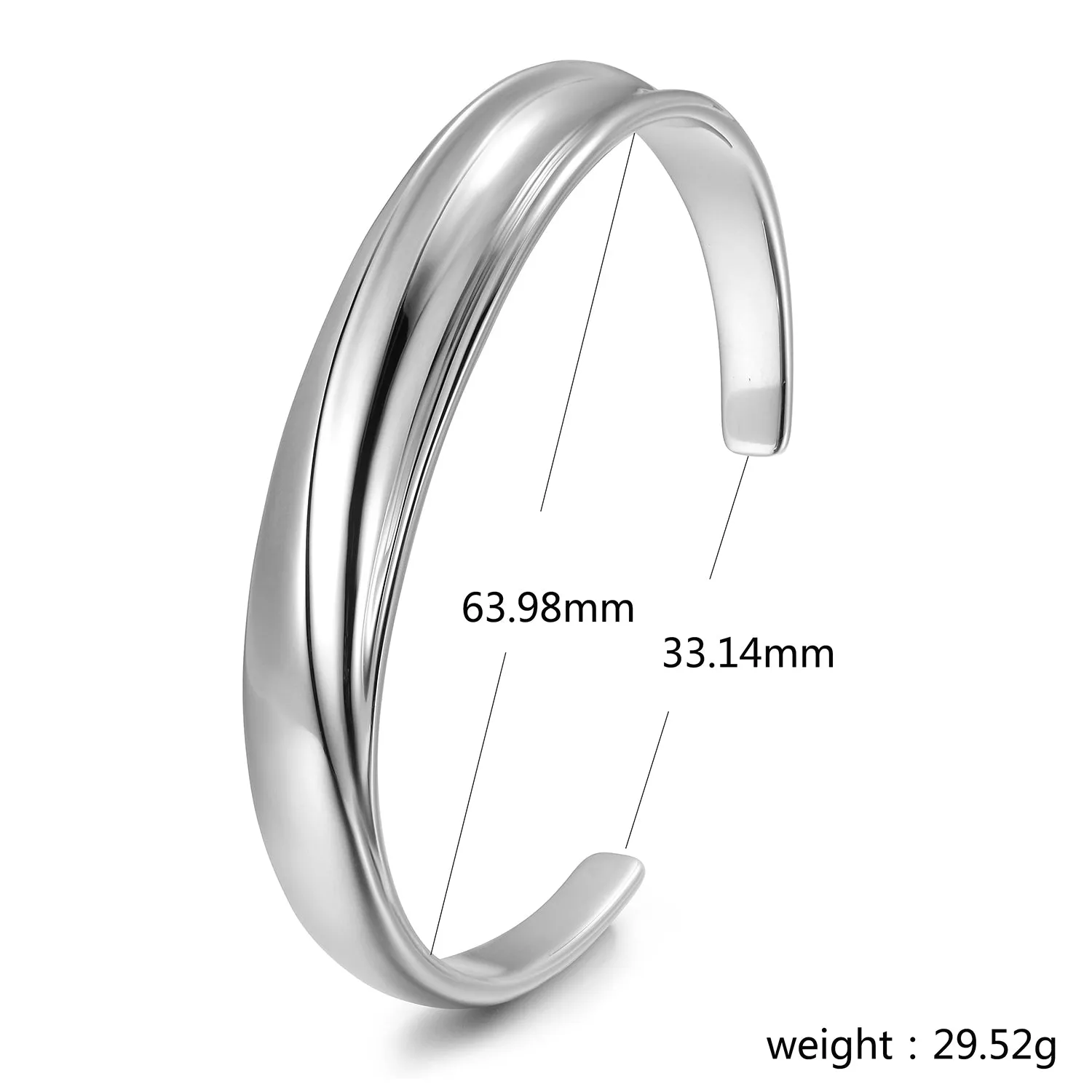 Silver Large C Smooth Bracelet-NSB1878STWG