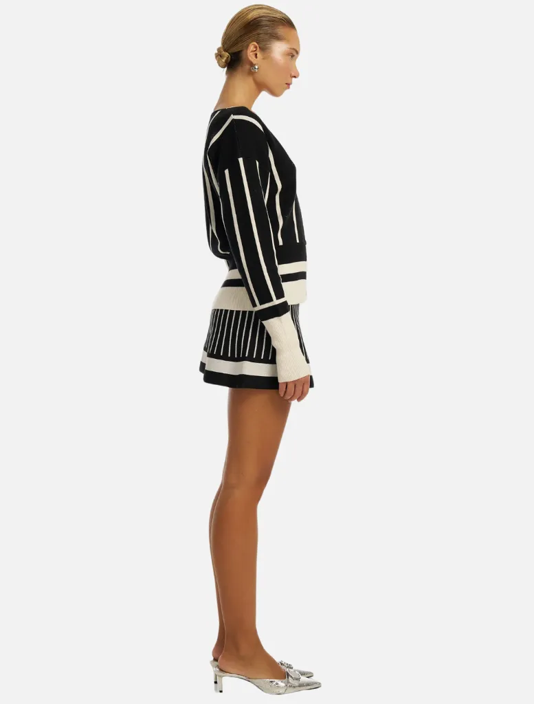 Simone Knit Cardigan - Black/White