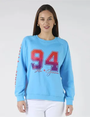 SKY BLUE OMBRE VARSITY SWEATER