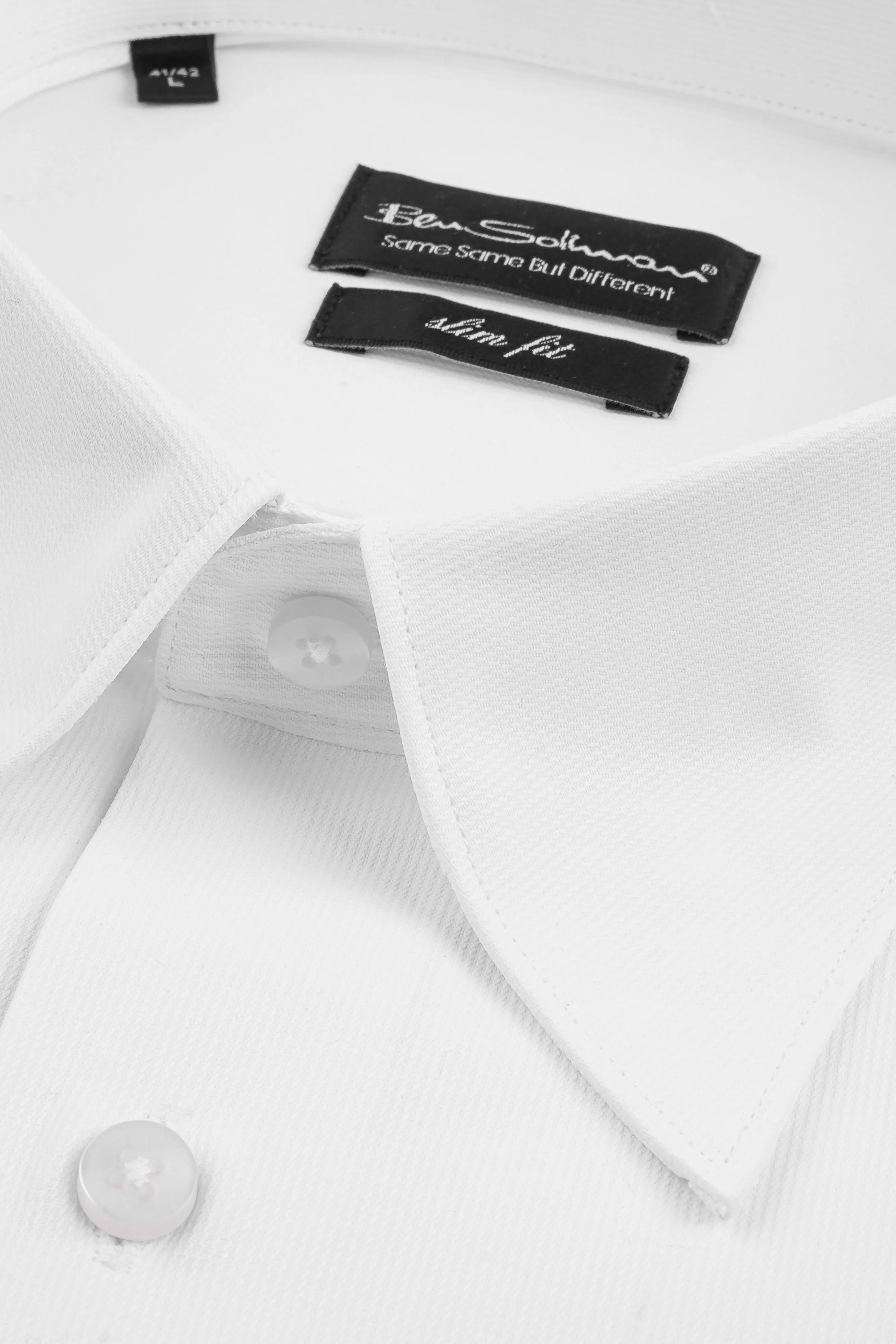 Slim Fit White Cotton Shirt - Classic Collar-Turkish Made