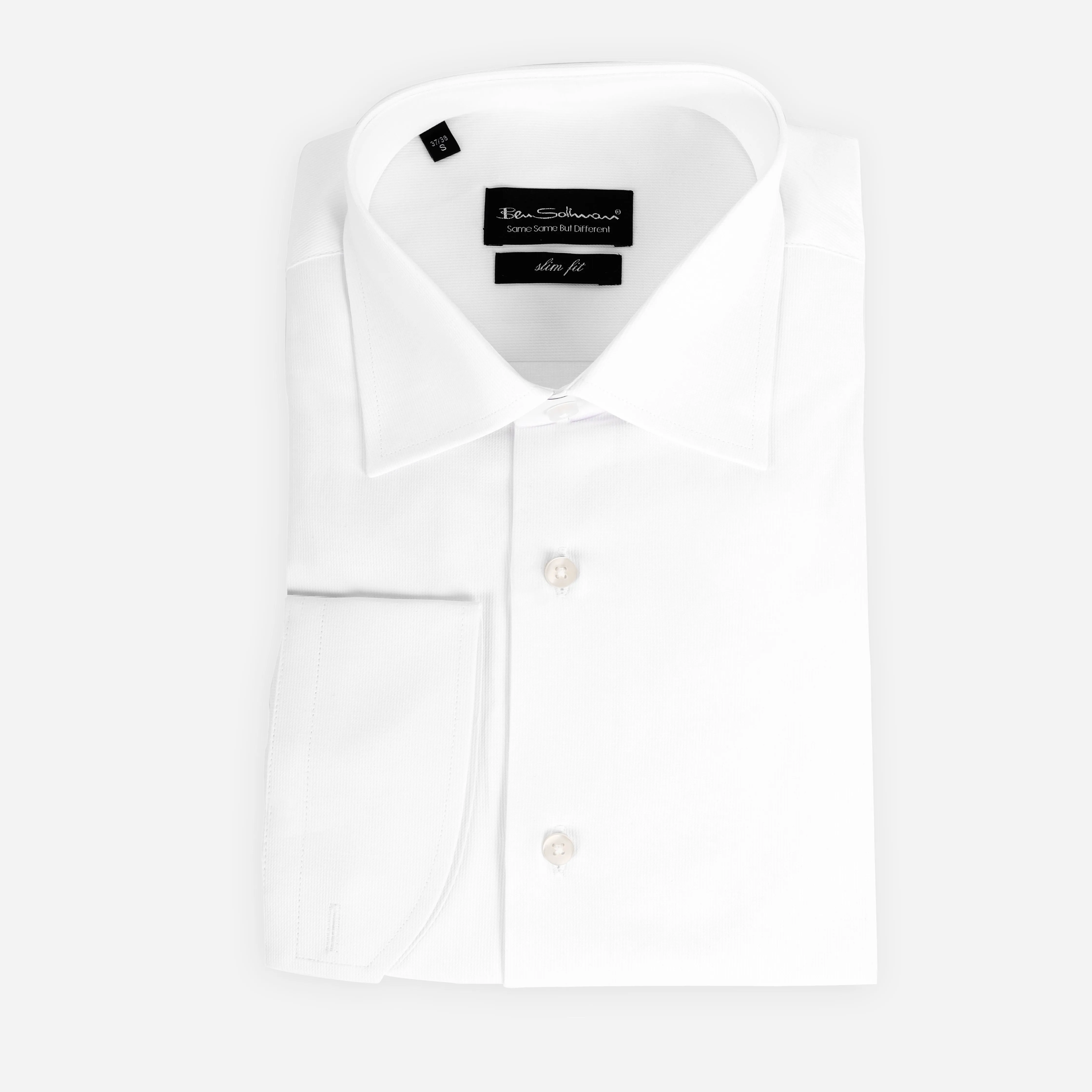 Slim Fit White Cotton Shirt - Pin Stripe -Turkish Made