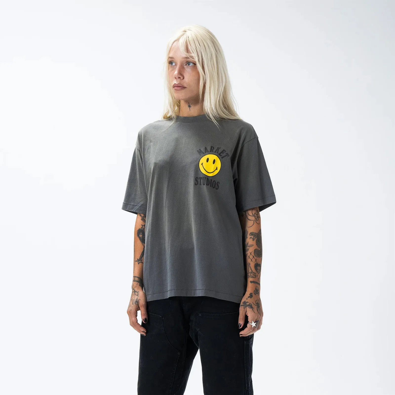 Smiley Lockup T-Shirt - Cement