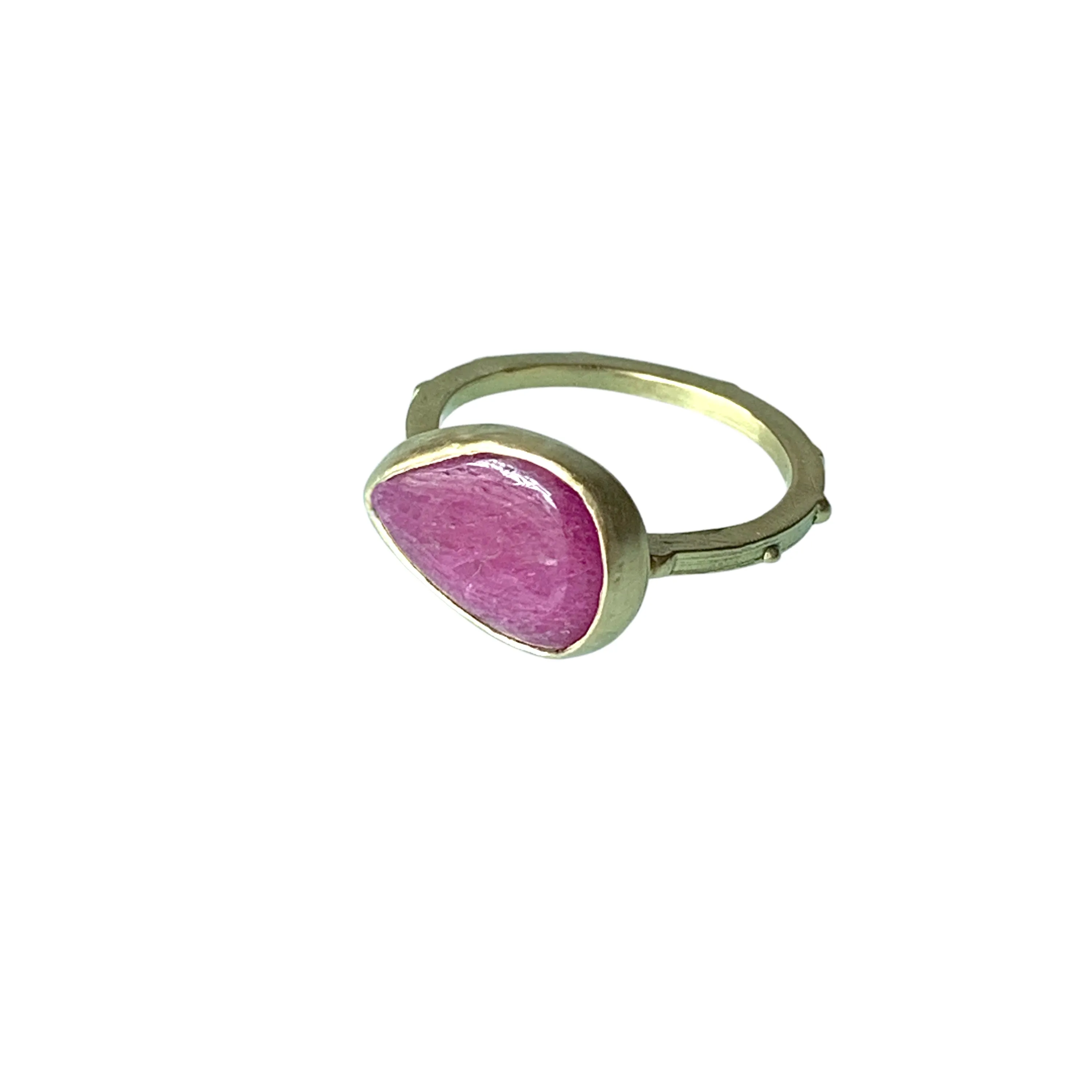 Smooth Cabochon Gold Ruby Ring