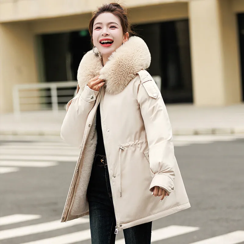 Solid Zip-Up Women's Parka Featuring Stain-Resistant and Easy-to-Clean Fabric