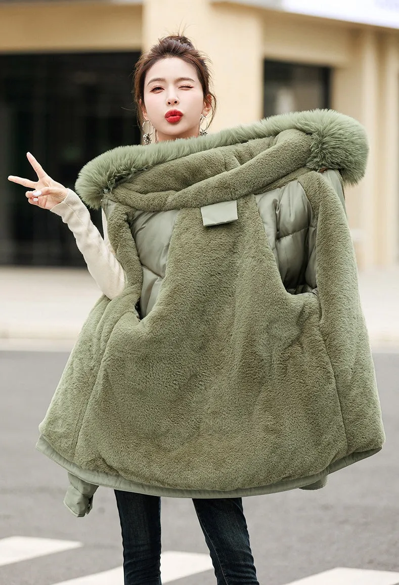 Solid Zip-Up Women's Parka Featuring Stain-Resistant and Easy-to-Clean Fabric