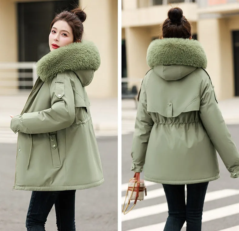 Solid Zip-Up Women's Parka Featuring Stain-Resistant and Easy-to-Clean Fabric