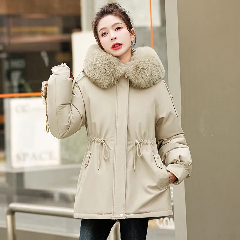 Solid Zip-Up Women's Parka Featuring Stain-Resistant and Easy-to-Clean Fabric