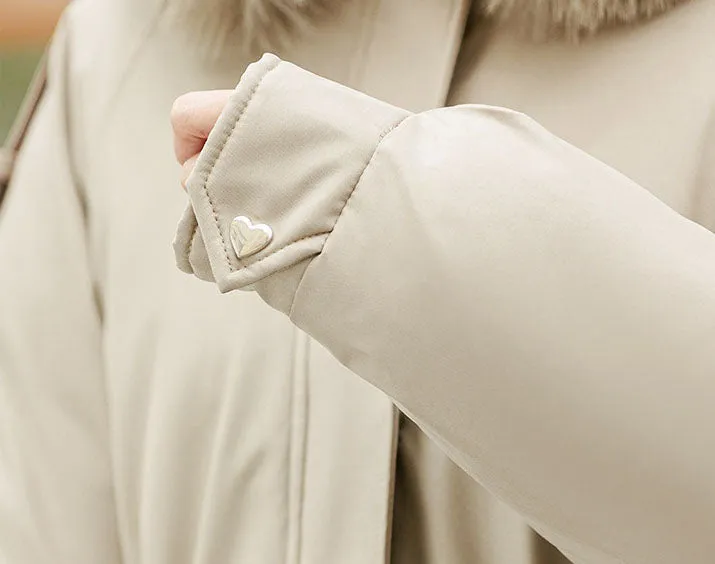 Solid Zip-Up Women's Parka Featuring Stain-Resistant and Easy-to-Clean Fabric