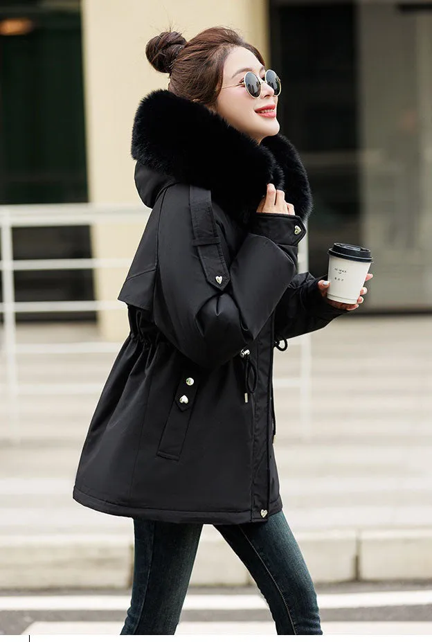 Solid Zip-Up Women's Parka Featuring Stain-Resistant and Easy-to-Clean Fabric