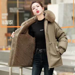 Solid Zip-Up Women's Parka Featuring Stain-Resistant and Easy-to-Clean Fabric