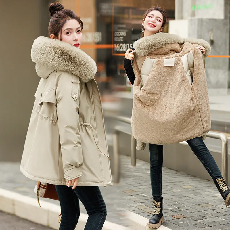 Solid Zip-Up Women's Parka Featuring Stain-Resistant and Easy-to-Clean Fabric