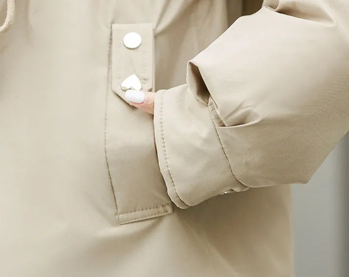 Solid Zip-Up Women's Parka Featuring Stain-Resistant and Easy-to-Clean Fabric