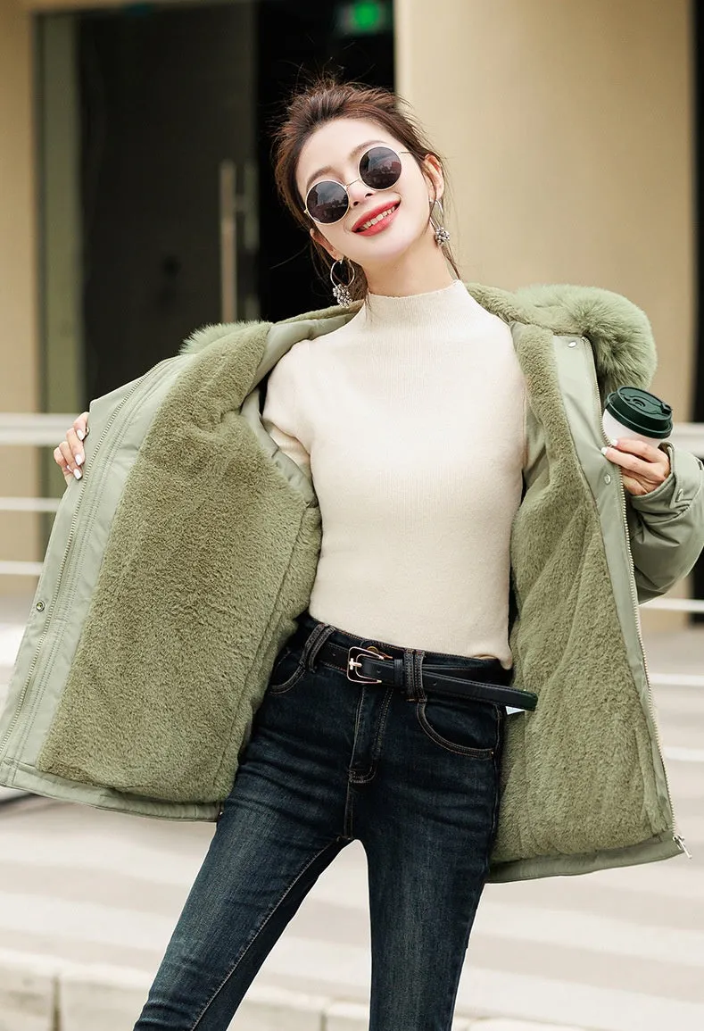 Solid Zip-Up Women's Parka Featuring Stain-Resistant and Easy-to-Clean Fabric