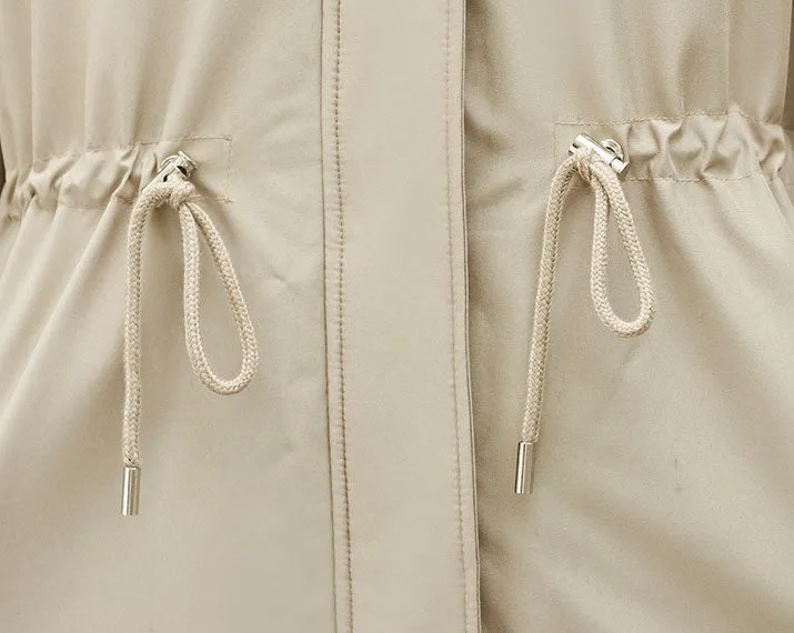 Solid Zip-Up Women's Parka Featuring Stain-Resistant and Easy-to-Clean Fabric