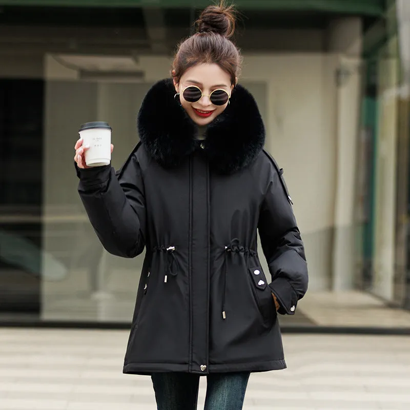 Solid Zip-Up Women's Parka Featuring Stain-Resistant and Easy-to-Clean Fabric