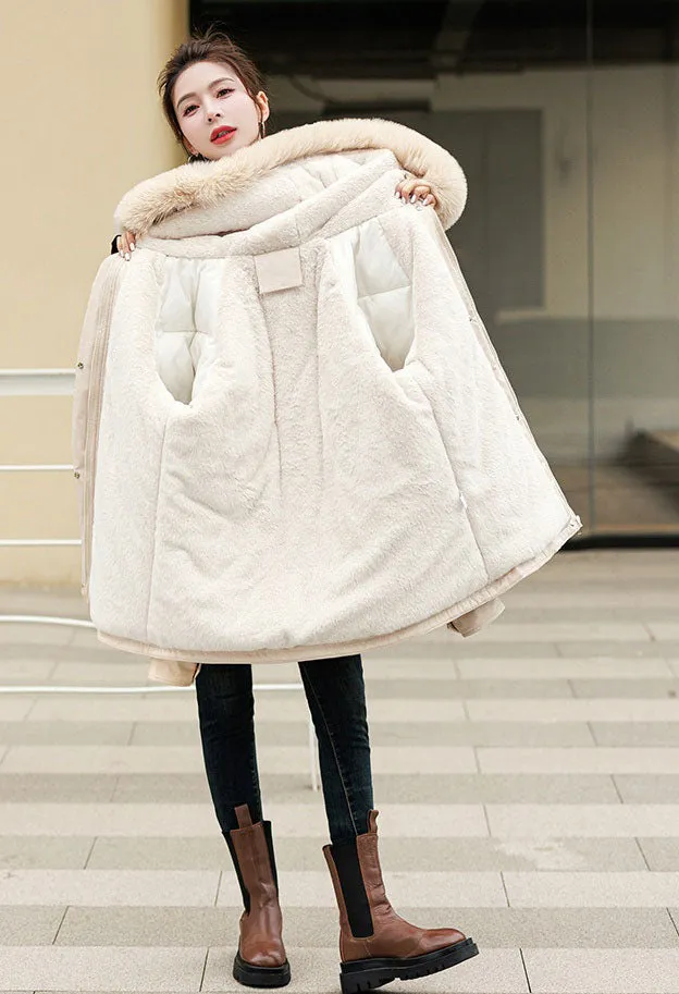 Solid Zip-Up Women's Parka Featuring Stain-Resistant and Easy-to-Clean Fabric