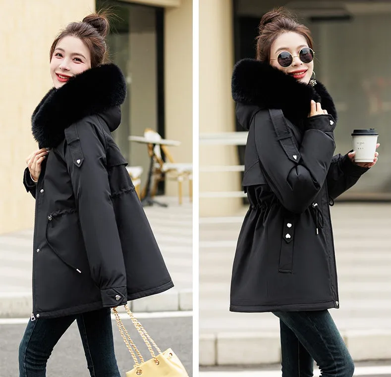 Solid Zip-Up Women's Parka Featuring Stain-Resistant and Easy-to-Clean Fabric