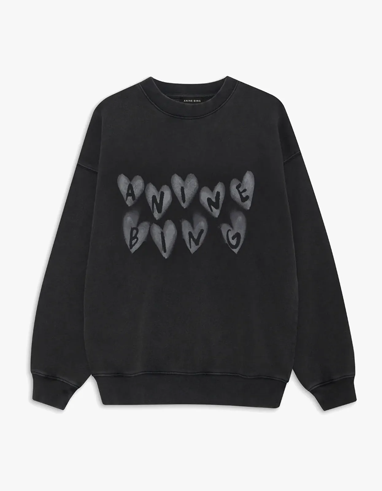 Spencer Sweatshirt Hearts - Washed Black