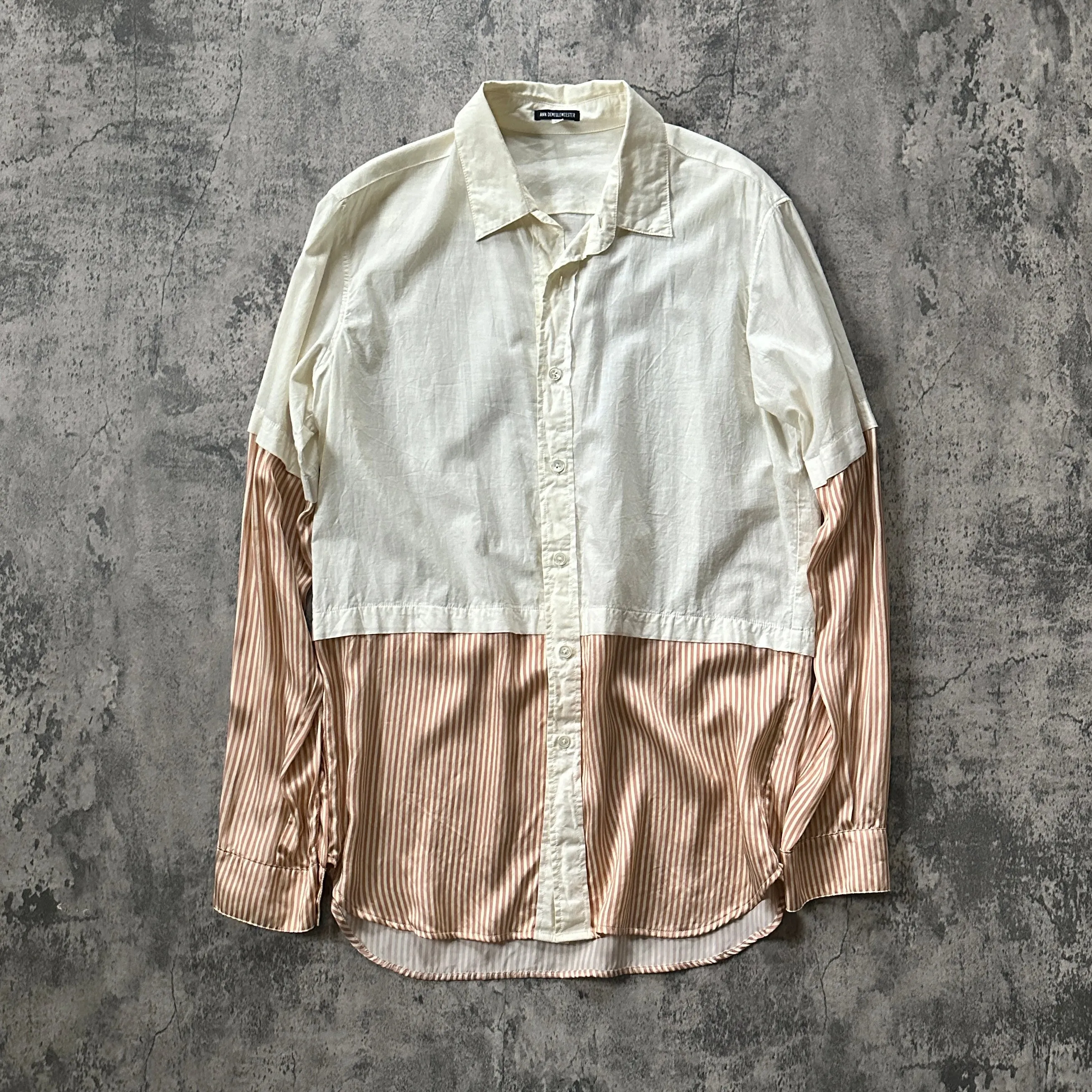 SS08 Ann Demeulemeester Runway “Striped Silk” Layered Button-Up