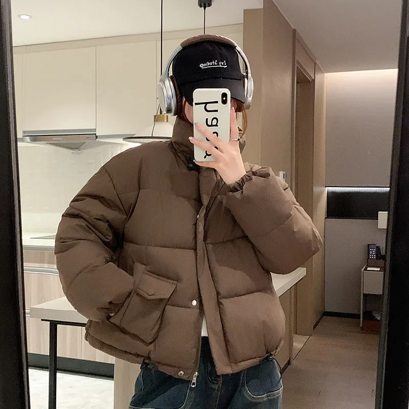 Stain-Resistant and Easy-to-Clean Zip-Up Puffer Jacket for Women