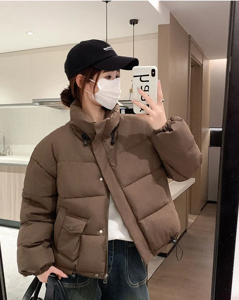 Stain-Resistant and Easy-to-Clean Zip-Up Puffer Jacket for Women