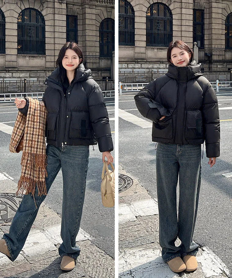 Stain-resistant Easy-to-clean Padded Puffer Jacket with Solid Design