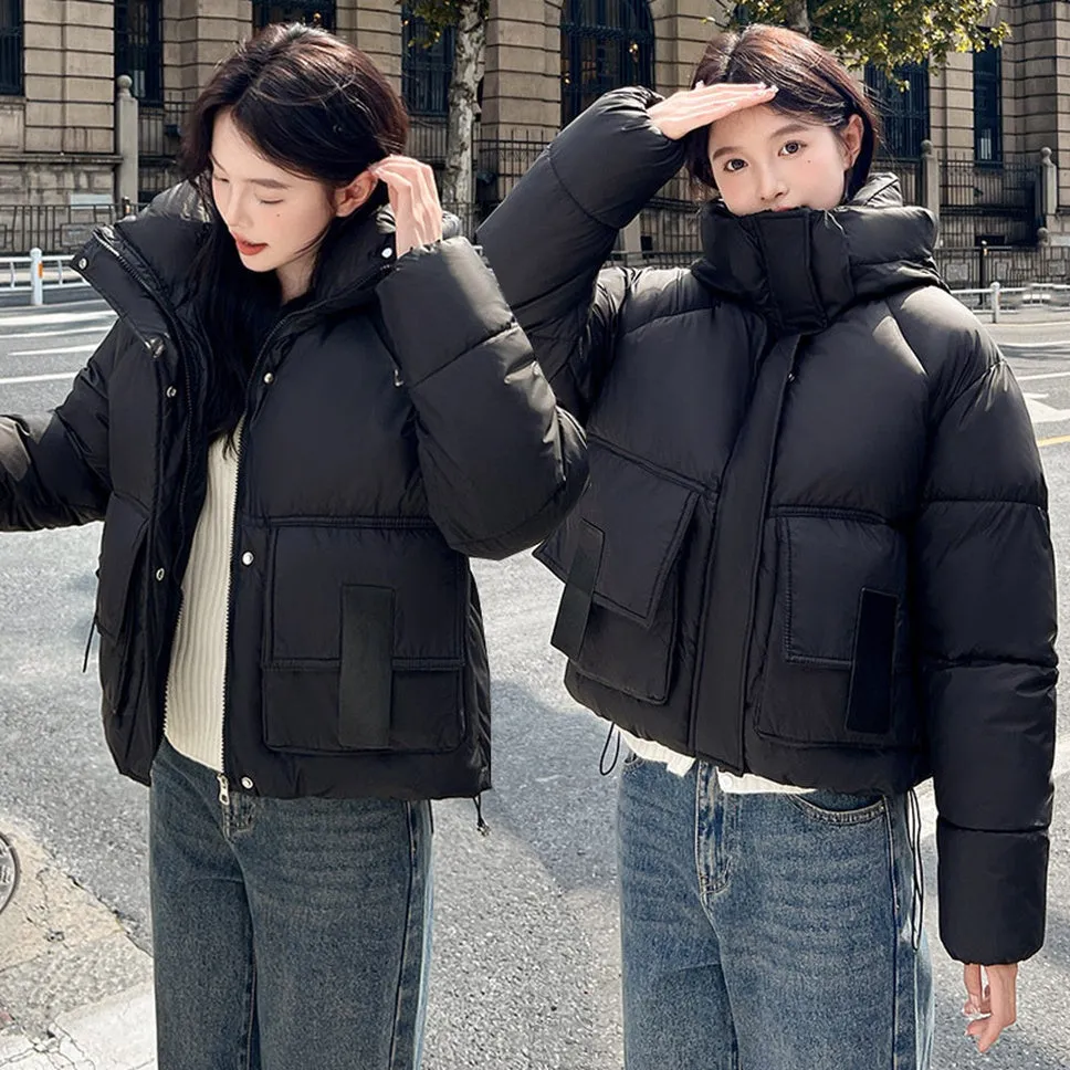 Stain-resistant Easy-to-clean Padded Puffer Jacket with Solid Design