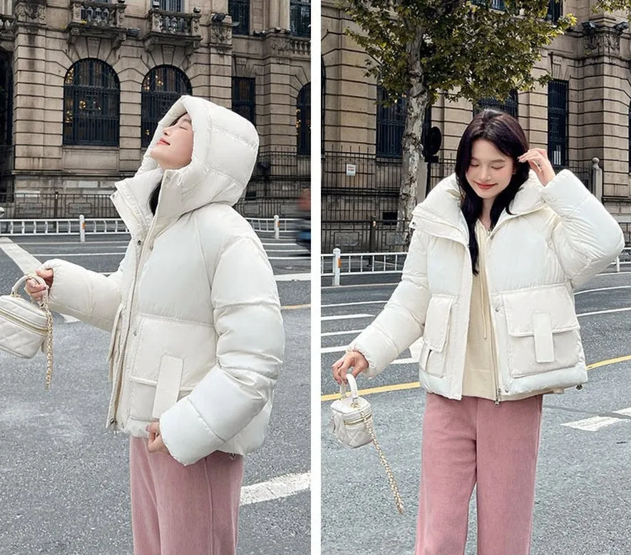 Stain-resistant Easy-to-clean Padded Puffer Jacket with Solid Design