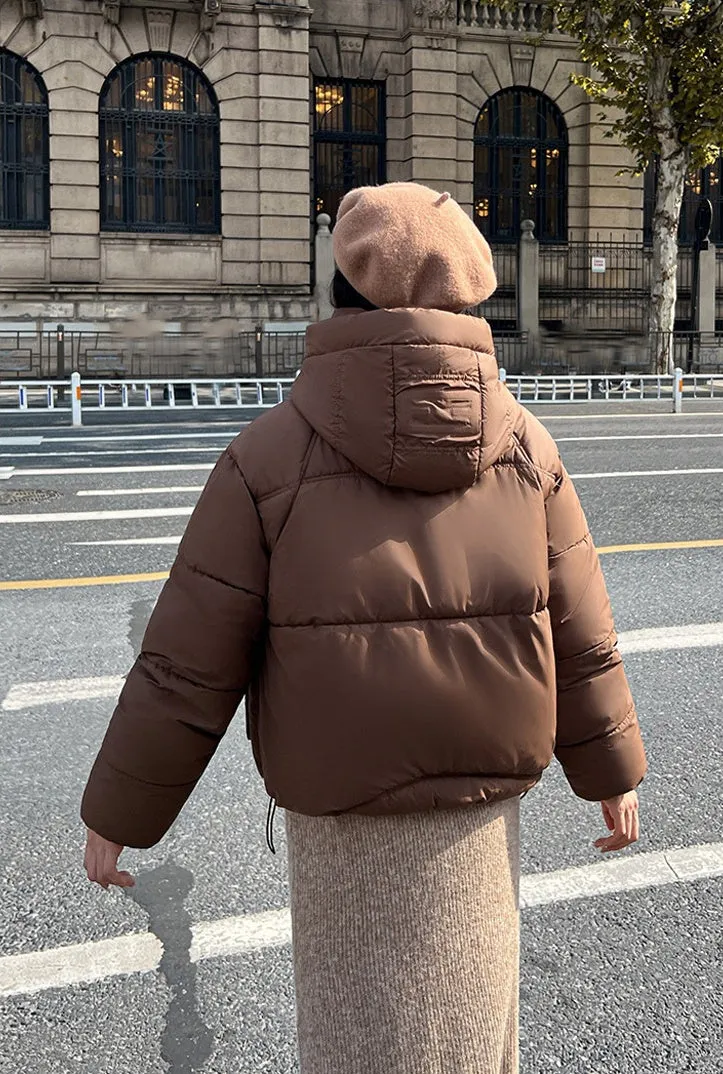 Stain-resistant Easy-to-clean Padded Puffer Jacket with Solid Design