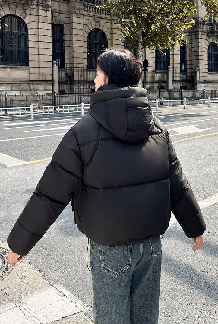 Stain-resistant Easy-to-clean Padded Puffer Jacket with Solid Design