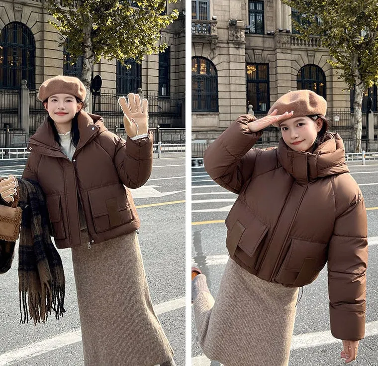 Stain-resistant Easy-to-clean Padded Puffer Jacket with Solid Design