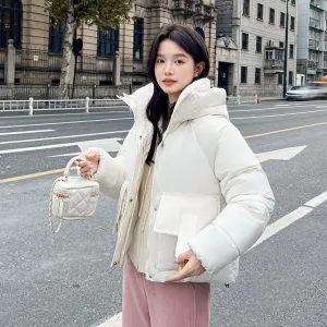 Stain-resistant Easy-to-clean Padded Puffer Jacket with Solid Design
