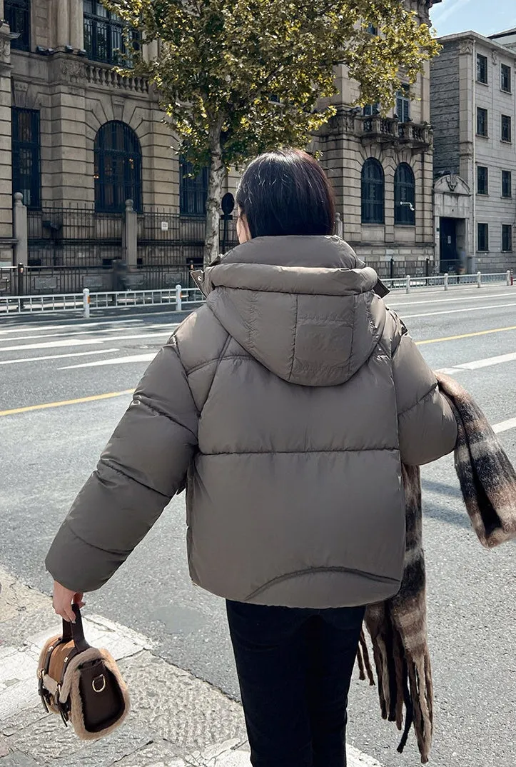 Stain-resistant Easy-to-clean Padded Puffer Jacket with Solid Design