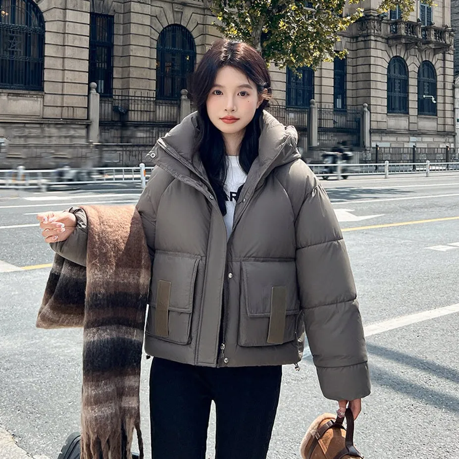 Stain-resistant Easy-to-clean Padded Puffer Jacket with Solid Design