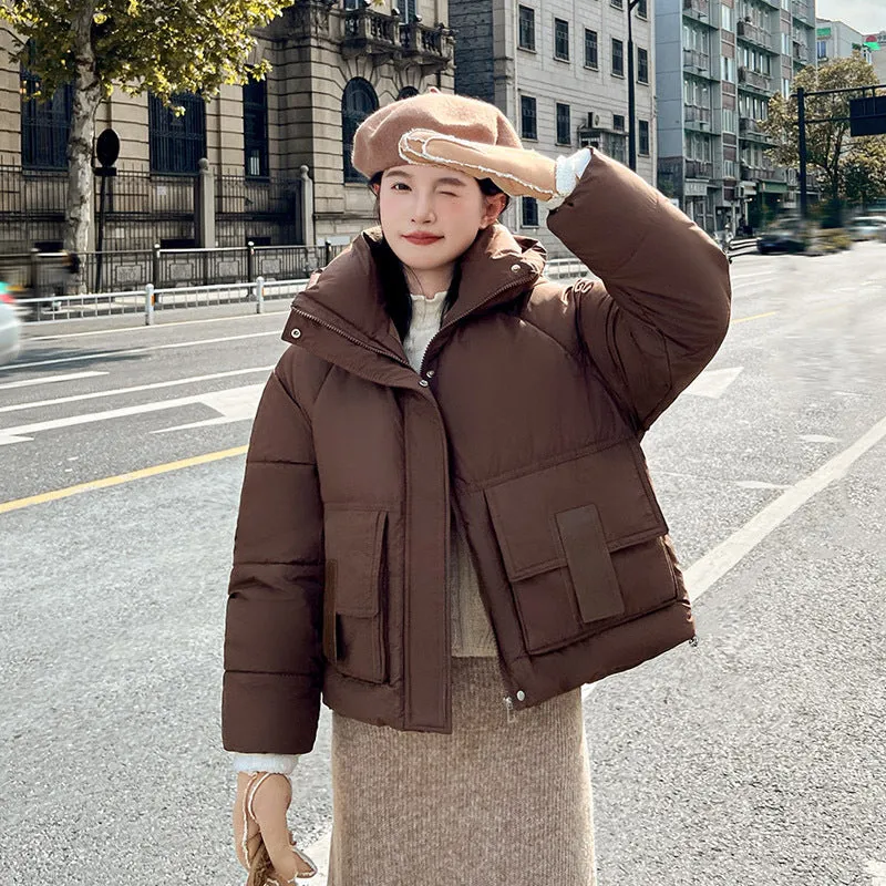 Stain-resistant Easy-to-clean Padded Puffer Jacket with Solid Design