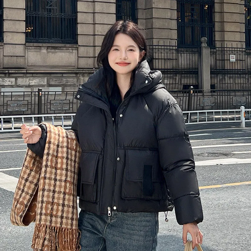 Stain-resistant Easy-to-clean Padded Puffer Jacket with Solid Design
