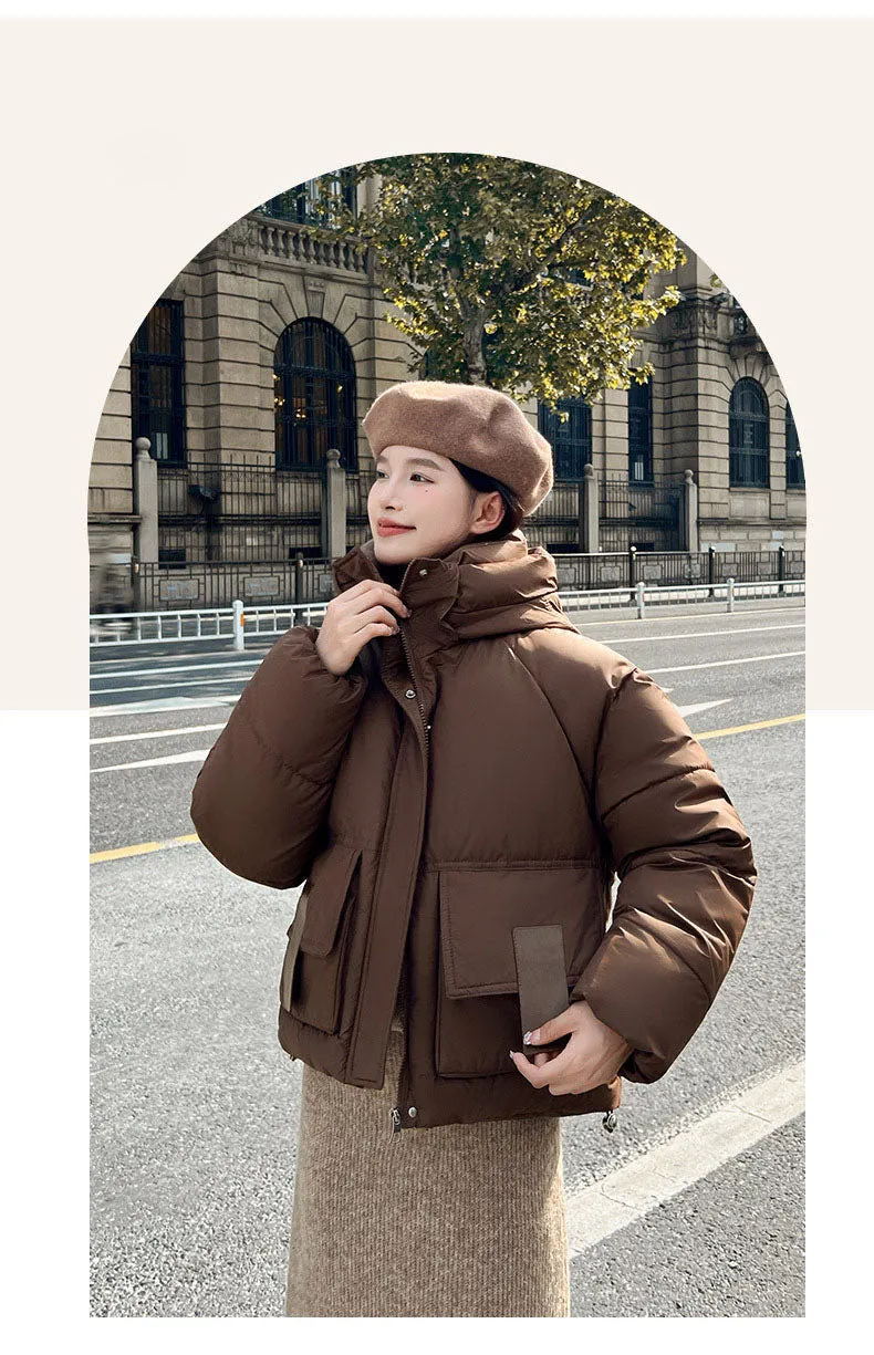 Stain-resistant Easy-to-clean Padded Puffer Jacket with Solid Design