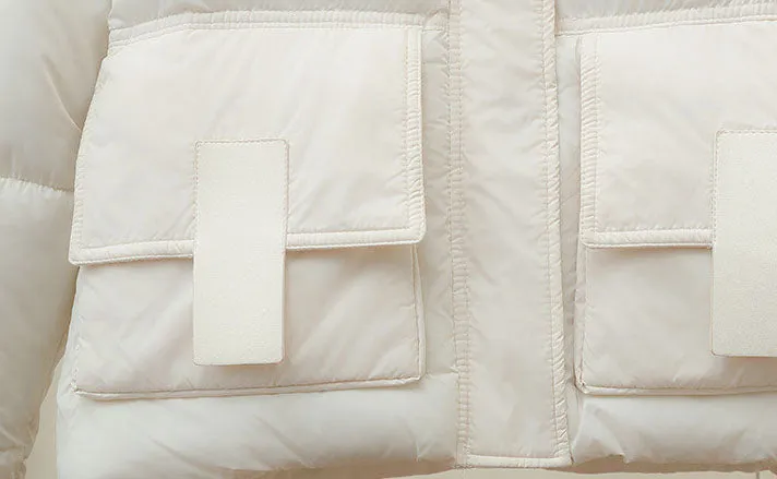 Stain-resistant Easy-to-clean Padded Puffer Jacket with Solid Design