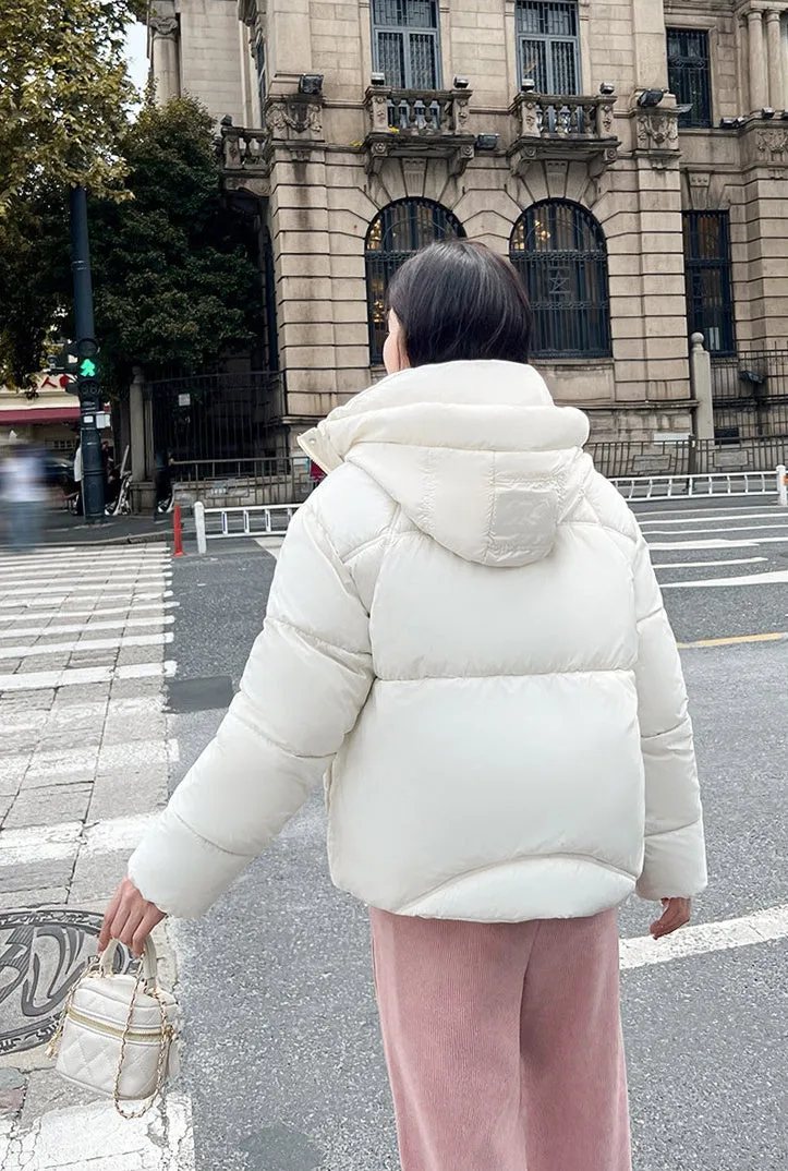 Stain-resistant Easy-to-clean Padded Puffer Jacket with Solid Design