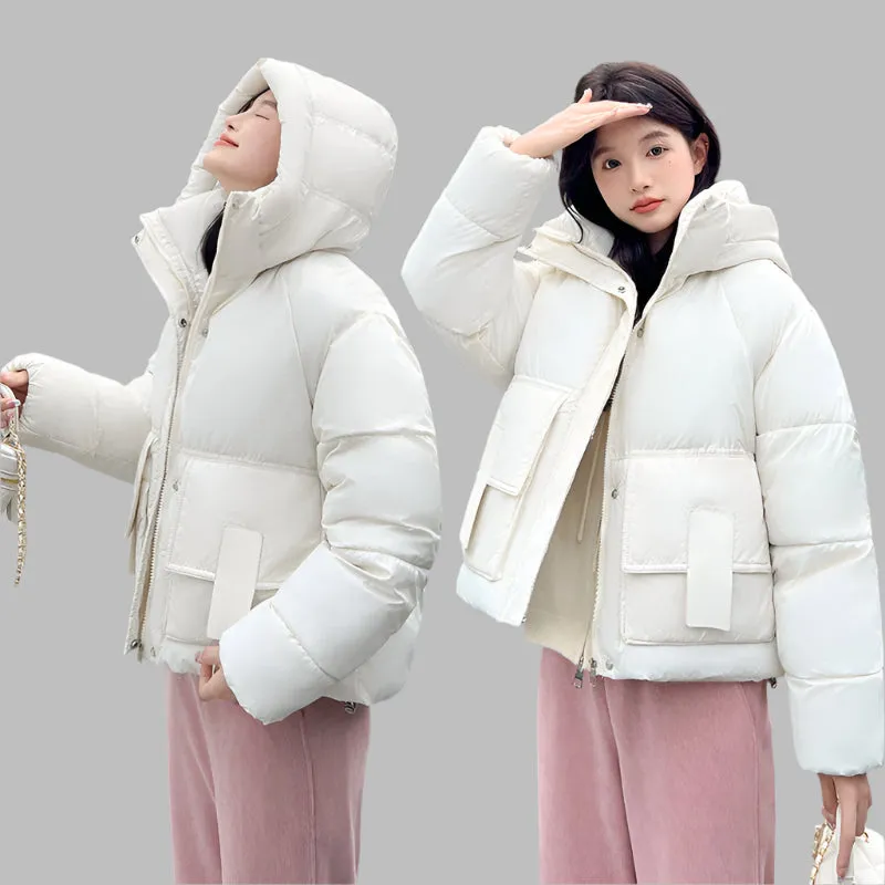 Stain-resistant Easy-to-clean Padded Puffer Jacket with Solid Design
