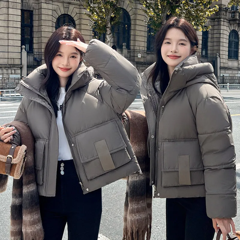 Stain-resistant Easy-to-clean Padded Puffer Jacket with Solid Design