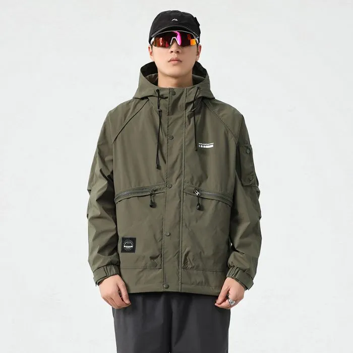Stain-resistant Hooded Rain Jacket for Men