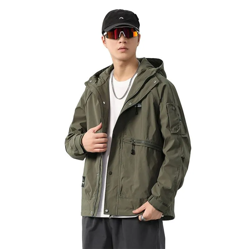 Stain-resistant Hooded Rain Jacket for Men