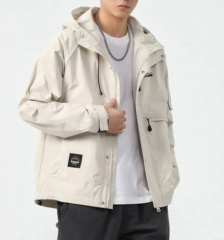 Stain-resistant Hooded Rain Jacket for Men