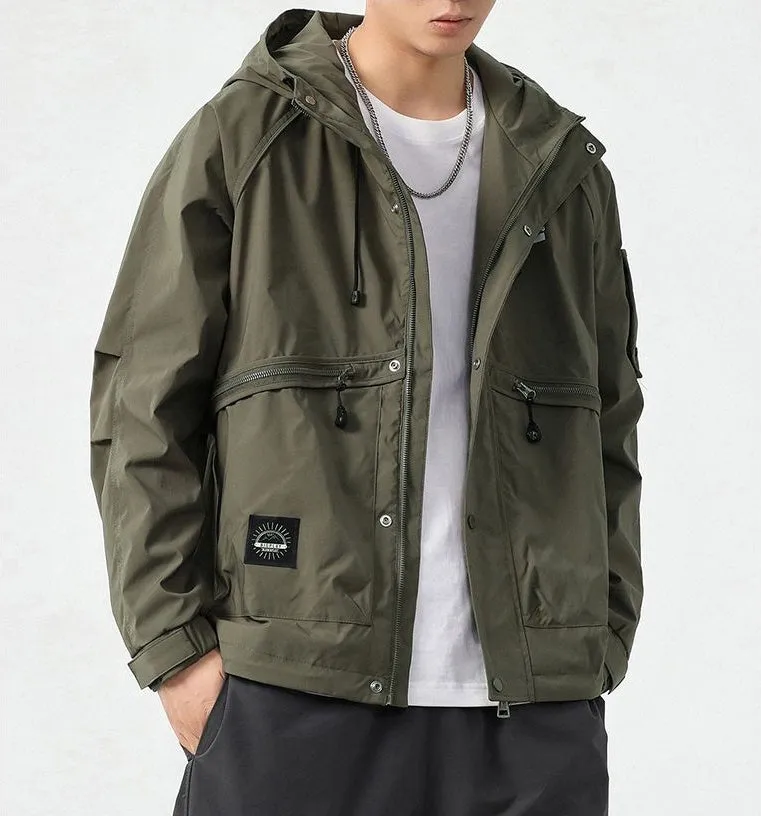Stain-resistant Hooded Rain Jacket for Men